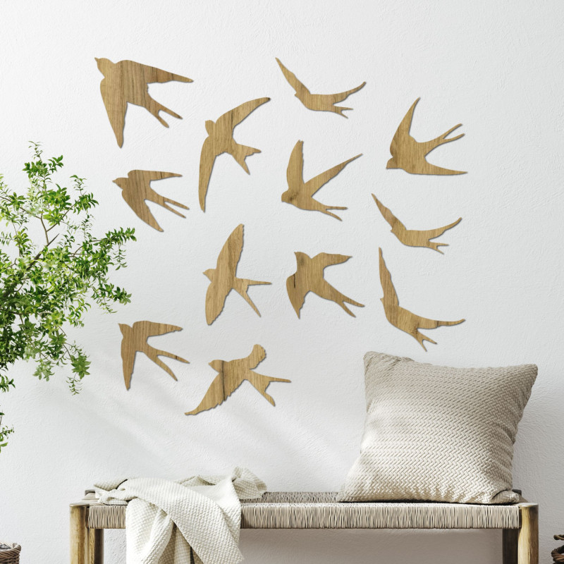 Wall decoration - swallows, wooden flying...
