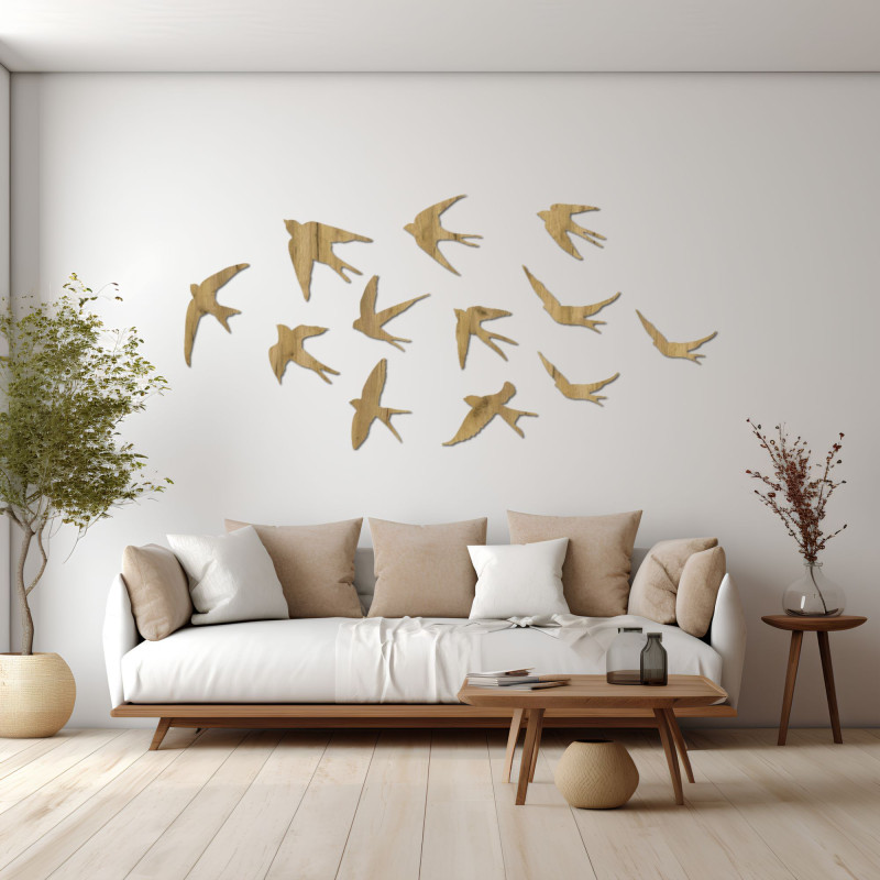 Wall decoration - swallows, wooden flying...
