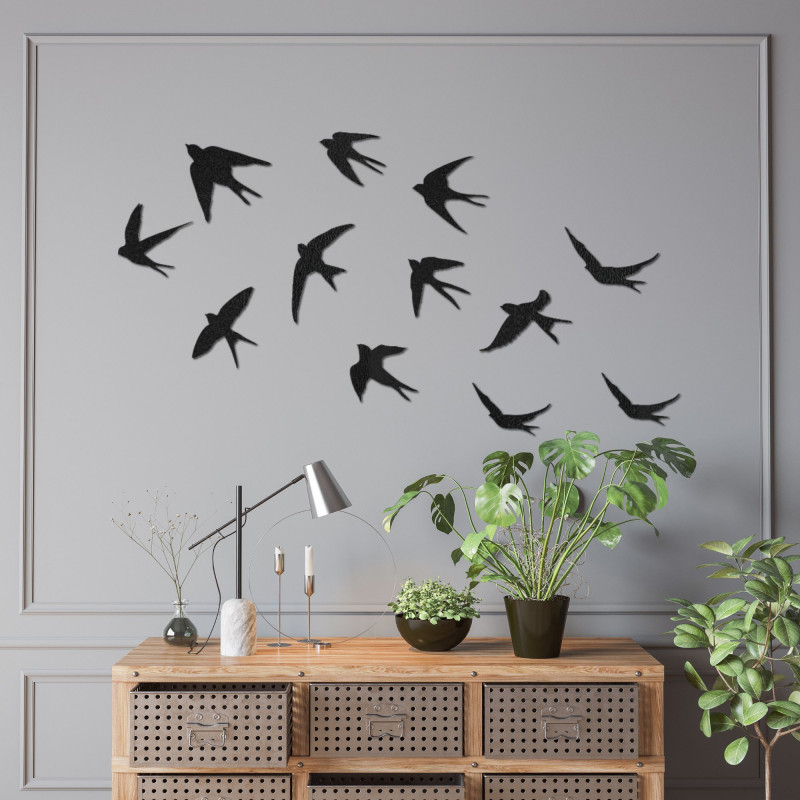 Wall decoration - swallows, wooden flying...