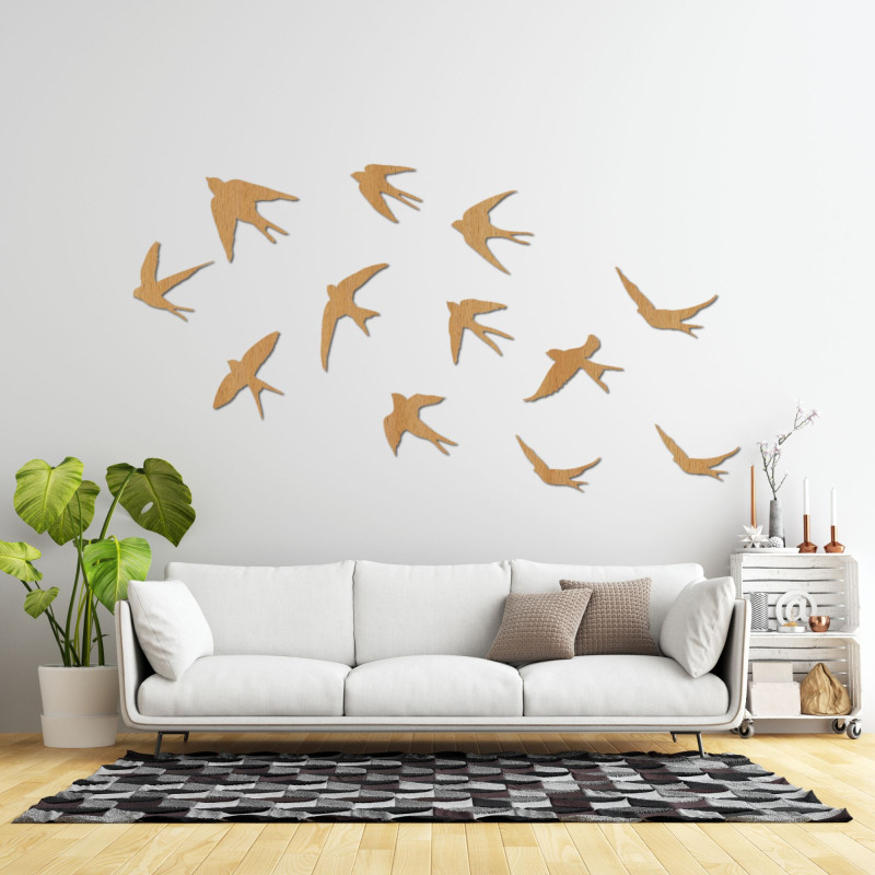 Wall decoration - swallows, wooden flying...