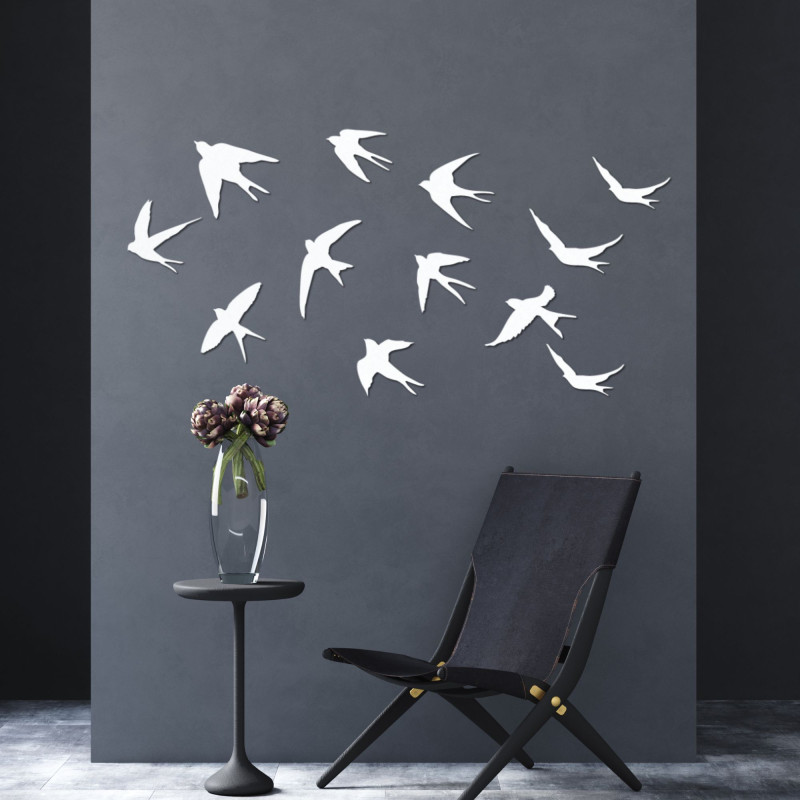 Wall decoration - swallows, wooden flying...