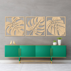 Monstera Leaf Wood Wall Art: Tropical Home Decor - SELERE 2