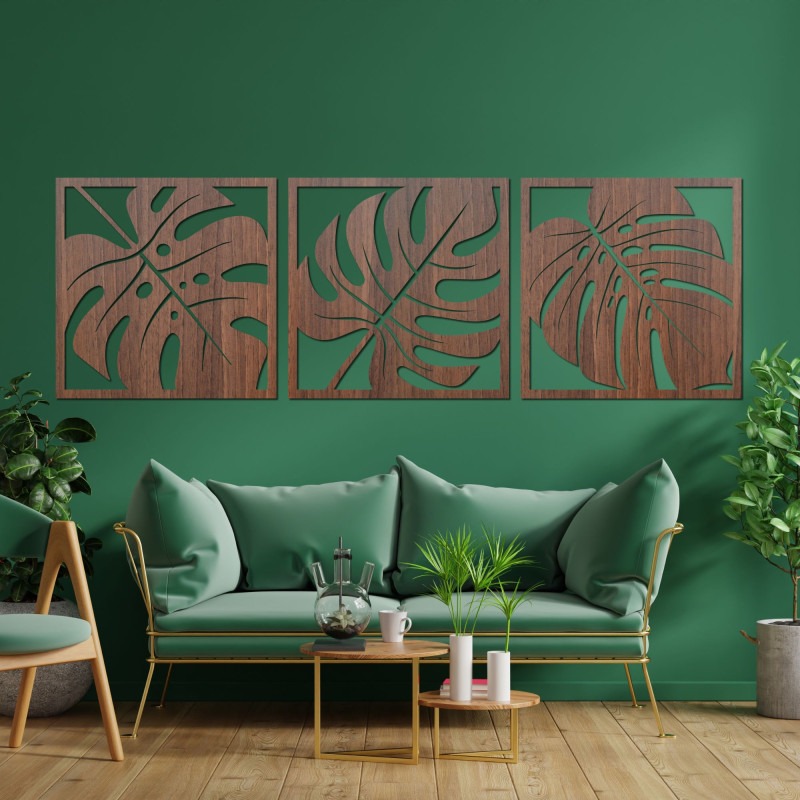 Monstera Leaf Wood Wall Art: Tropical Home...
