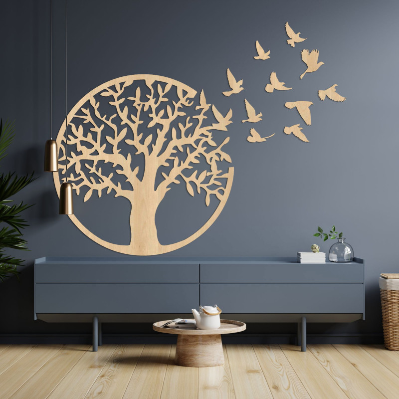 Wooden Wall Art Tree of Life: Rustic Home Decor Panel