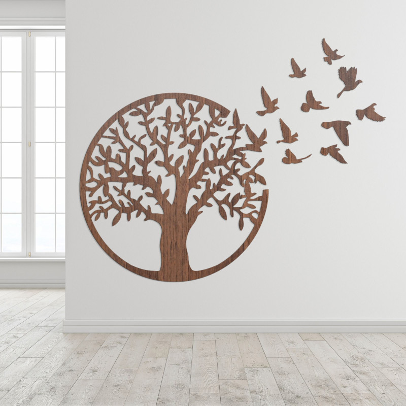 Wooden wall decor - tree of life flying birds