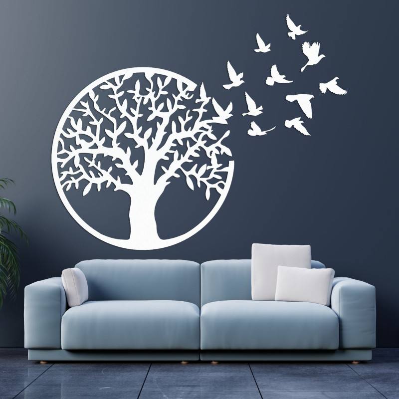 Wooden wall decor - tree of life flying birds