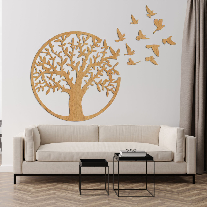 Wooden wall decor - tree of life flying birds