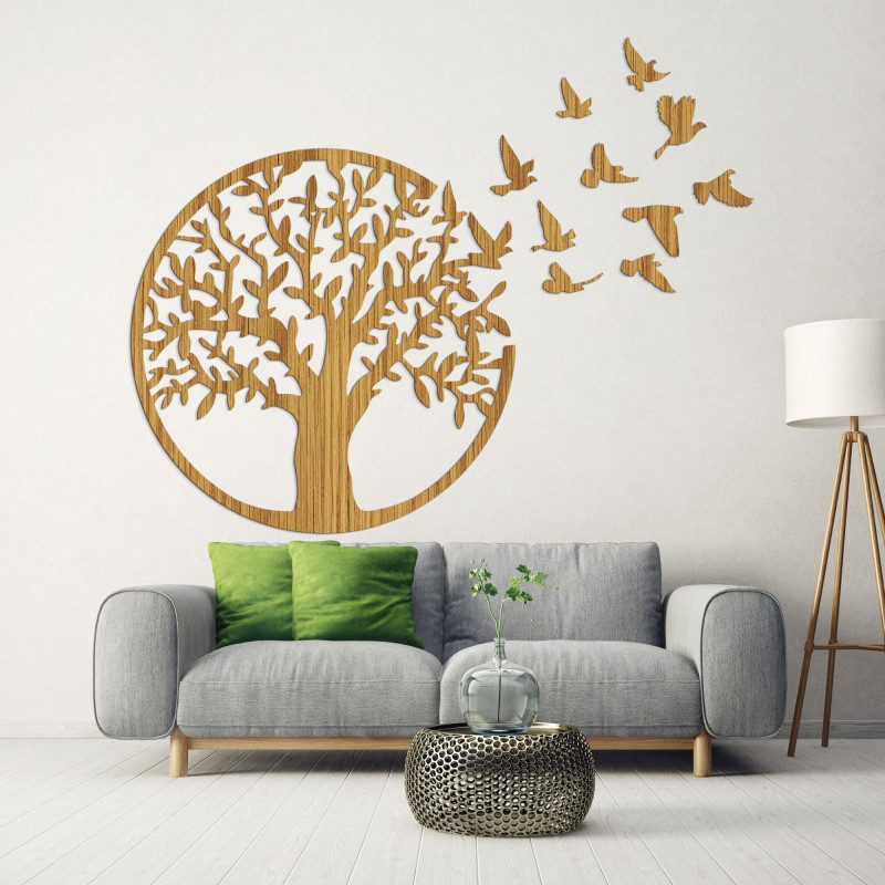 Wooden wall decor - tree of life flying birds