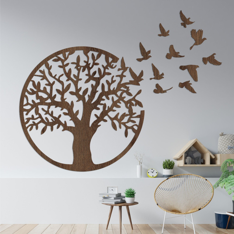 Wooden wall decor - tree of life flying birds
