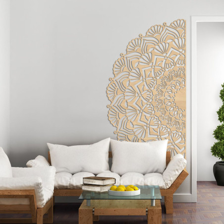 Unique half wooden mandala for wall - MENSIS