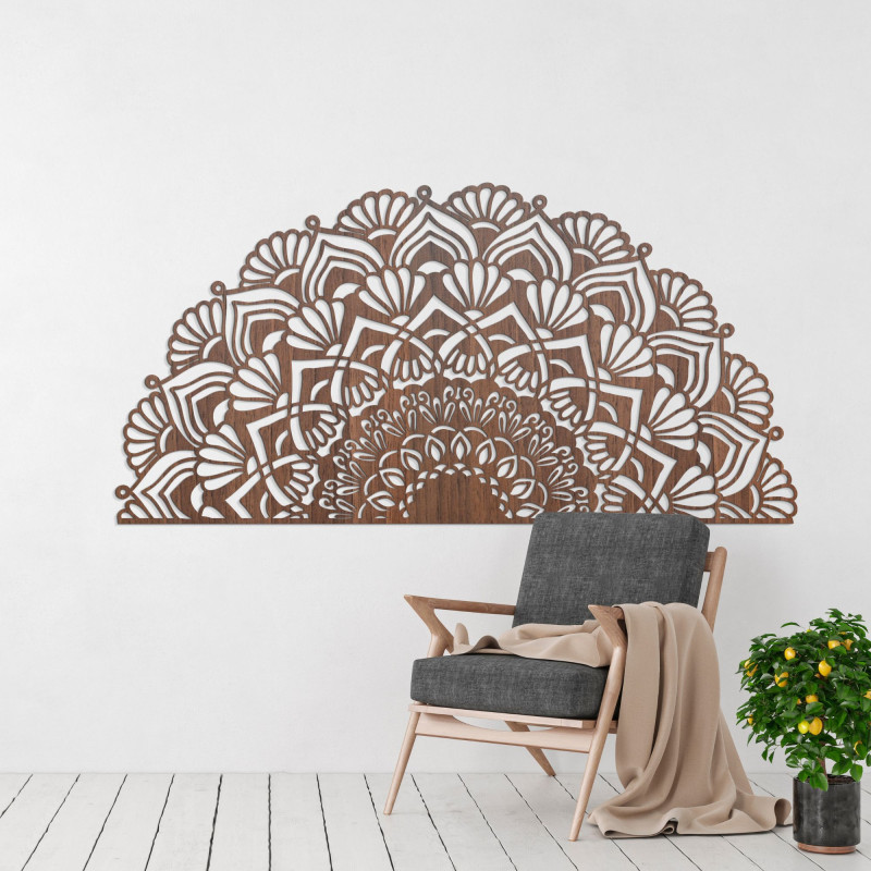 Unique half wooden mandala for wall - MENSIS
