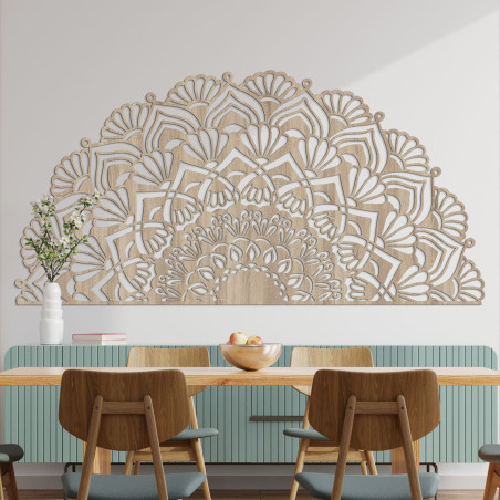 Unique half wooden mandala for wall - MENSIS