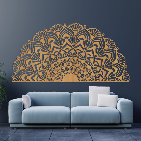 Unique half wooden mandala for wall - MENSIS