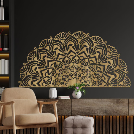 Unique half wooden mandala for wall - MENSIS