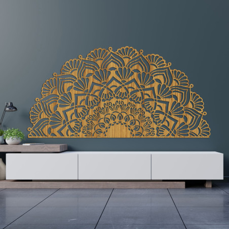 Unique half wooden mandala for wall - MENSIS