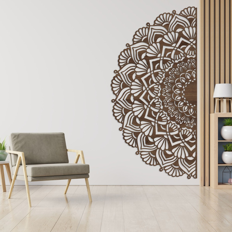 Unique half wooden mandala for wall - MENSIS