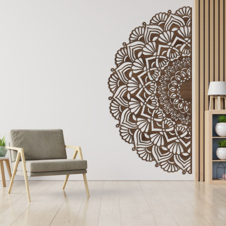 Unique half wooden mandala for wall - MENSIS