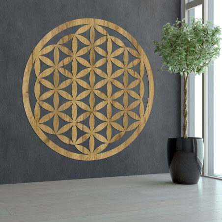 Elegant carved wooden mandala for wall - FLORUM