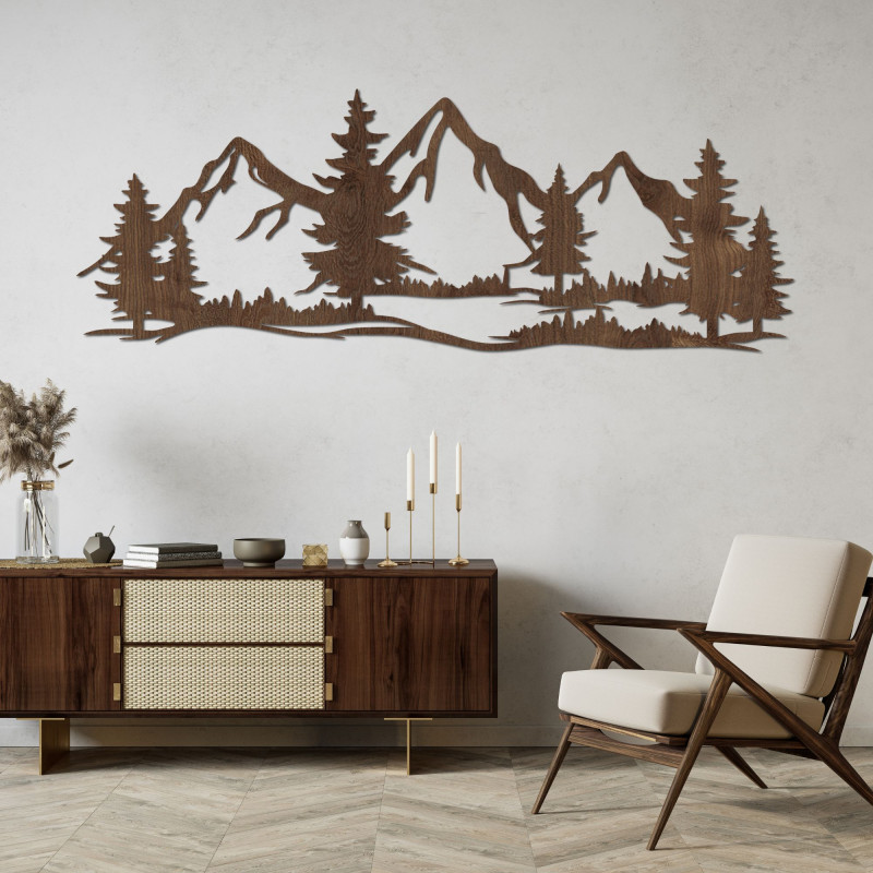 Wooden wall decoration mountains and forest - ALPIUM