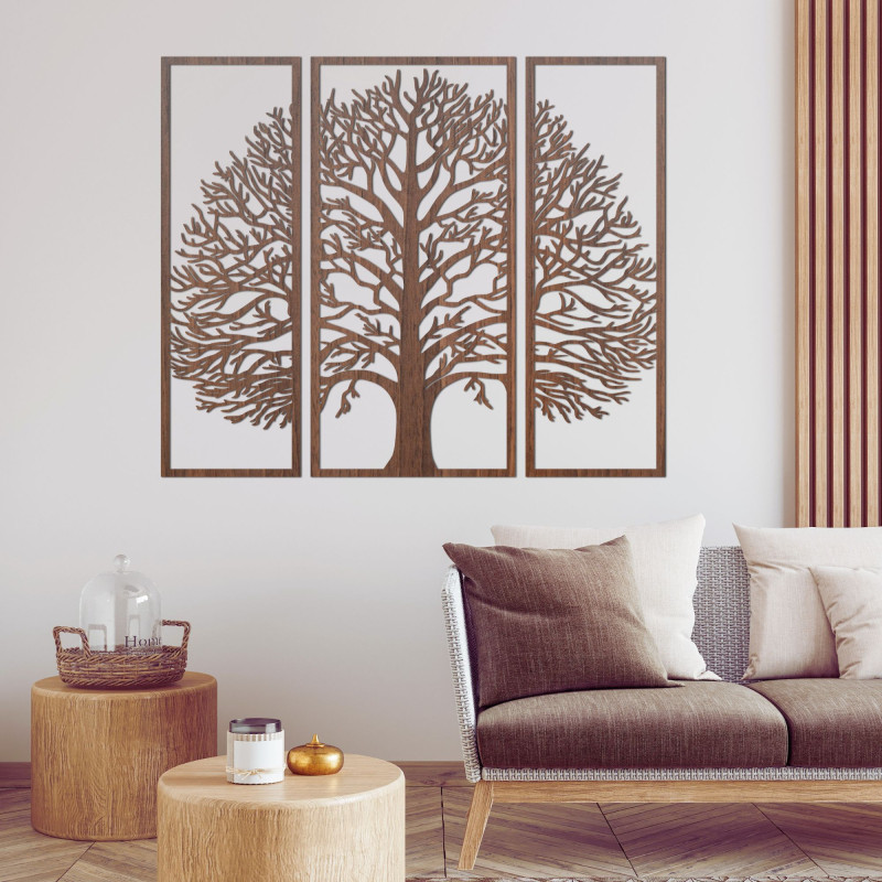 Wooden wall decoration three-part tree of life - DIVISA