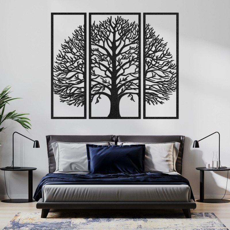 Wooden wall decoration three-part tree of life - DIVISA