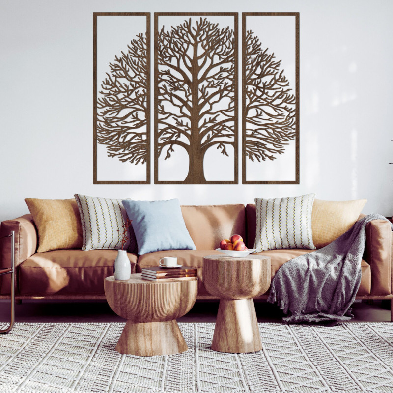 Wooden wall decoration three-part tree of life - DIVISA