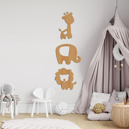 Wooden decoration elephant, lion, giraffe - SAFARI