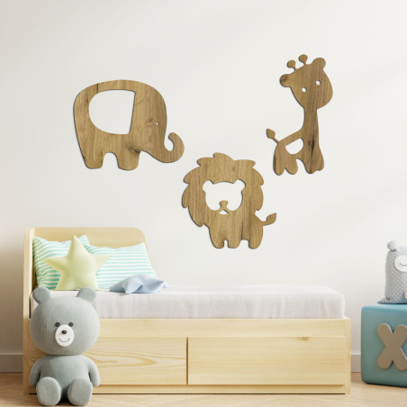 Wooden decoration elephant, lion, giraffe - SAFARI