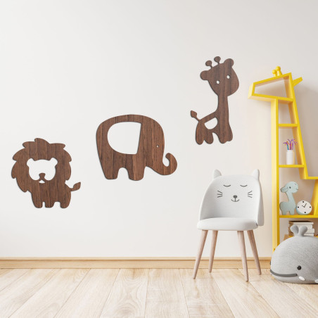 Wooden decoration elephant, lion, giraffe - SAFARI