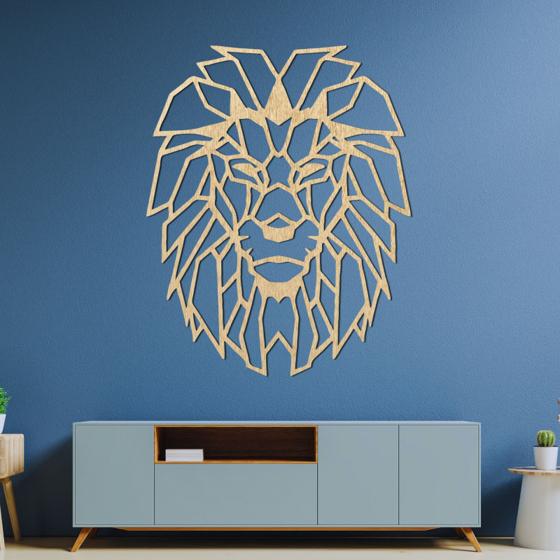 Wooden geometric wall decoration lion silhouette - LEONIS