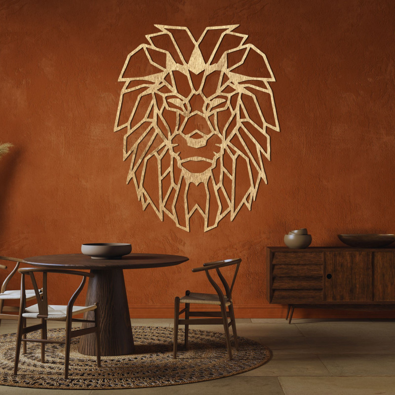 Wooden geometric wall decoration lion silhouette - LEONIS
