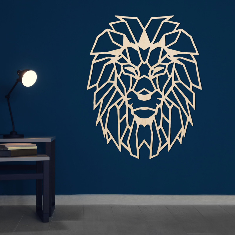 Wooden geometric wall decoration lion silhouette - LEONIS
