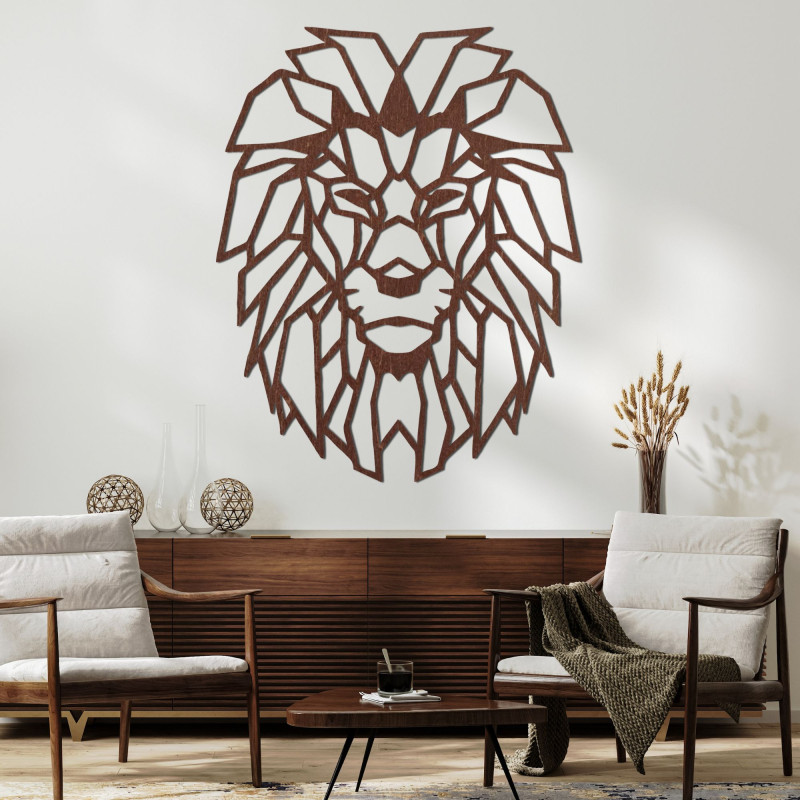 Wooden geometric wall decoration lion silhouette - LEONIS
