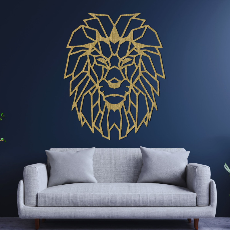 Wooden geometric wall decoration lion silhouette - LEONIS