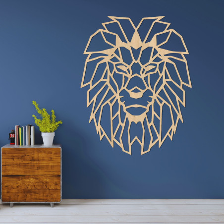 Geometric wooden wall decoration lion head - LEONART