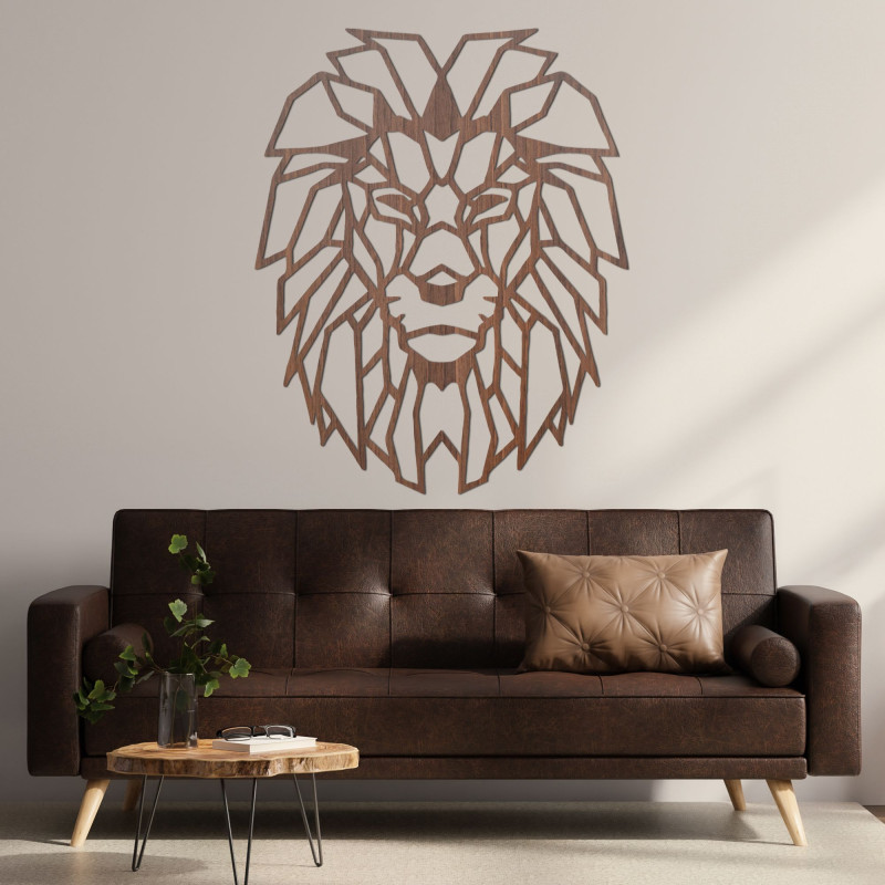 Geometric wooden wall decoration lion head - LEONART