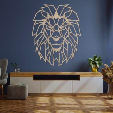 Geometric wooden wall decoration lion head - LEONART