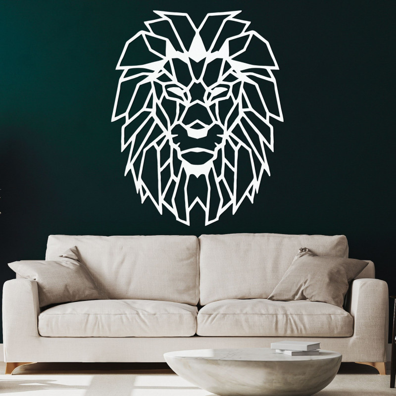 Geometric wooden wall decoration lion head - LEONART