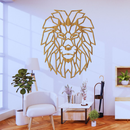 Geometric wooden wall decoration lion head - LEONART
