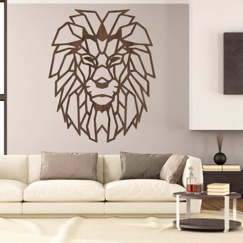 Geometric wooden wall decoration lion head - LEONART