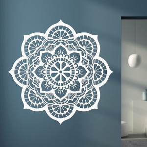 Wooden wall decoration with mandala symbolism lotus flower - MYSTICA