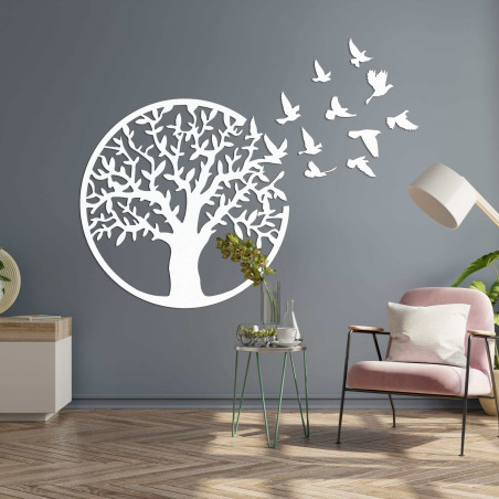 Wooden picture of tree of life flying bird Wooden picture of tree of life flying bird