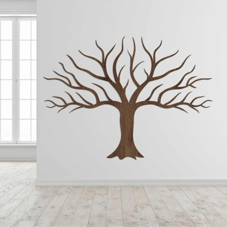 Wooden picture on the wall with tree branches Wooden picture on the wall with tree branches