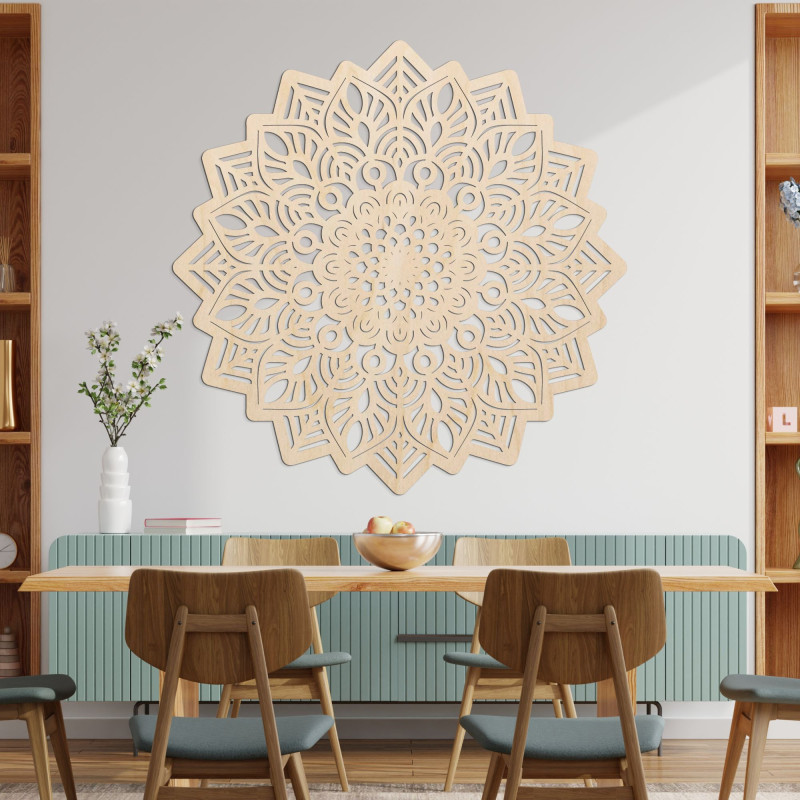 Carved wooden wall decoration mandala sun - SOLIS