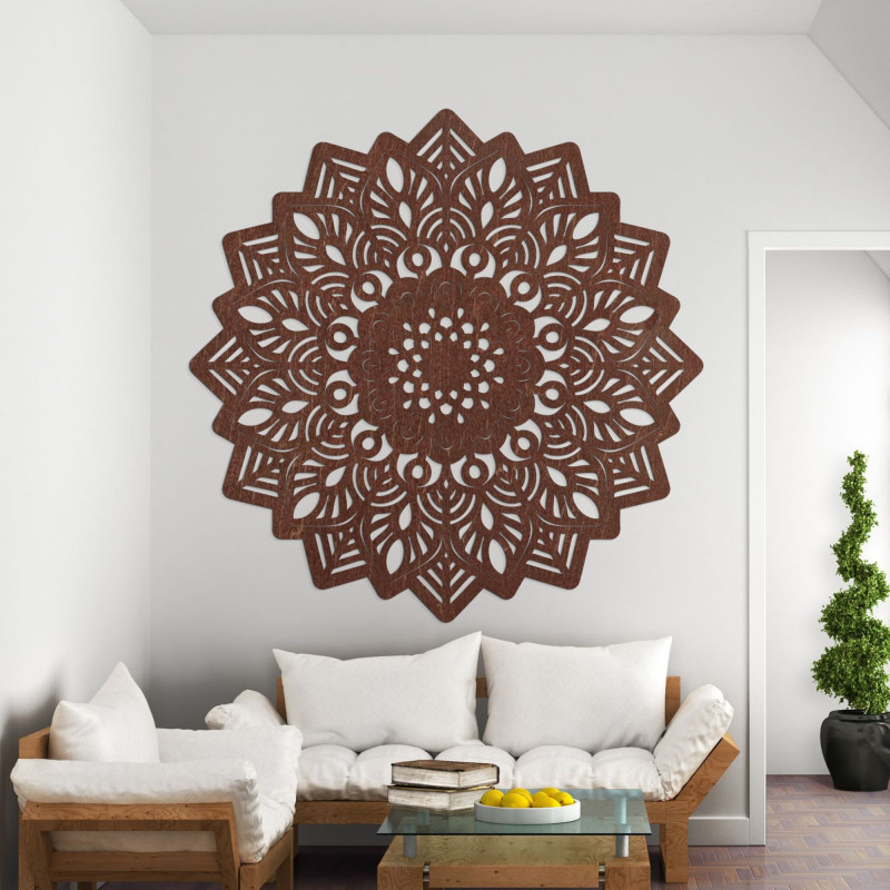 Carved wooden wall decoration mandala sun - SOLIS