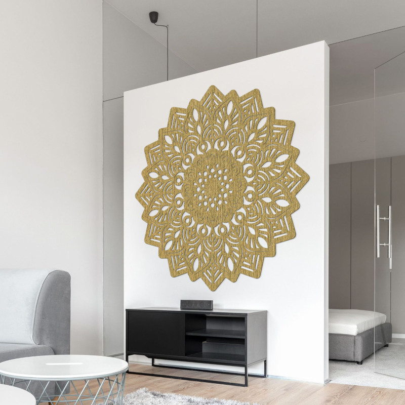 Carved wooden wall decoration mandala sun - SOLIS