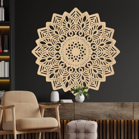 Wooden wall decoration mandala in the shape of the sun - IGNEUS