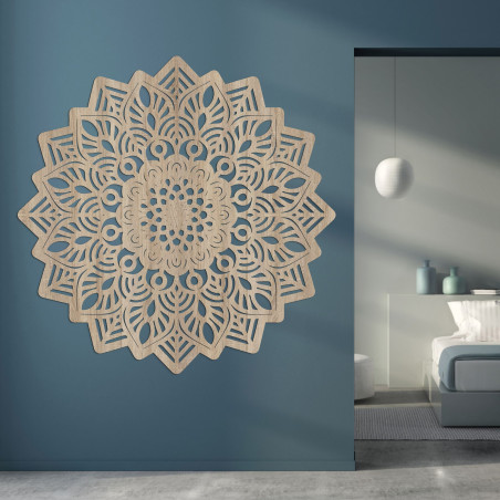 Wooden wall decoration mandala in the shape of the sun - IGNEUS