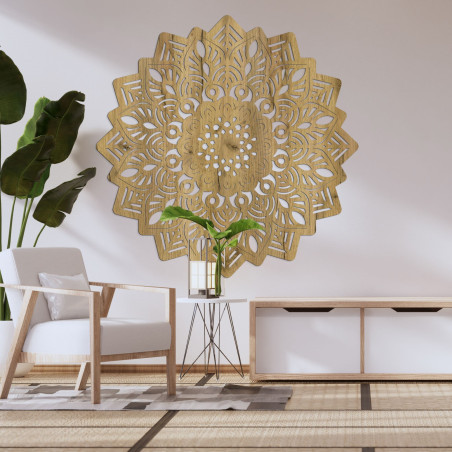 Wooden wall decoration mandala in the shape of the sun - IGNEUS
