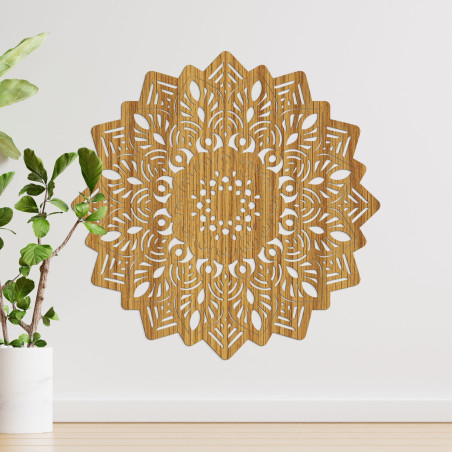 Wooden wall decoration mandala in the shape of the sun - IGNEUS